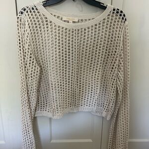 Cream Knit Mesh Sweater